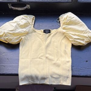 VICI Light Yellow Puff Sleeve Blouse